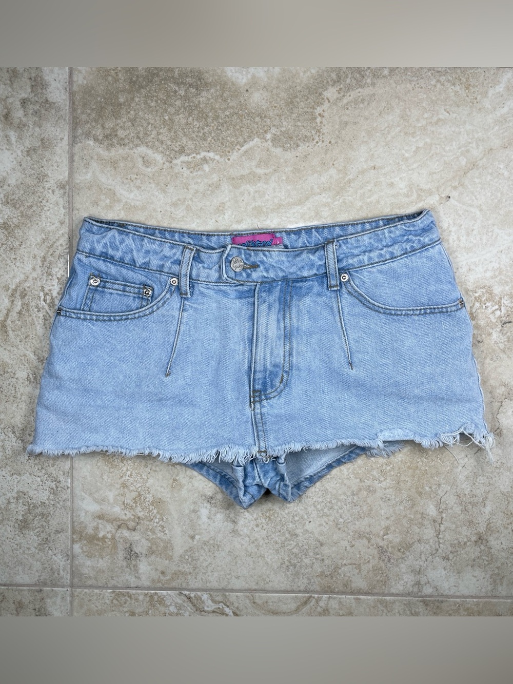 Y2K Low Rise Edikted Light Wash Denim Mini Skort Size Medium